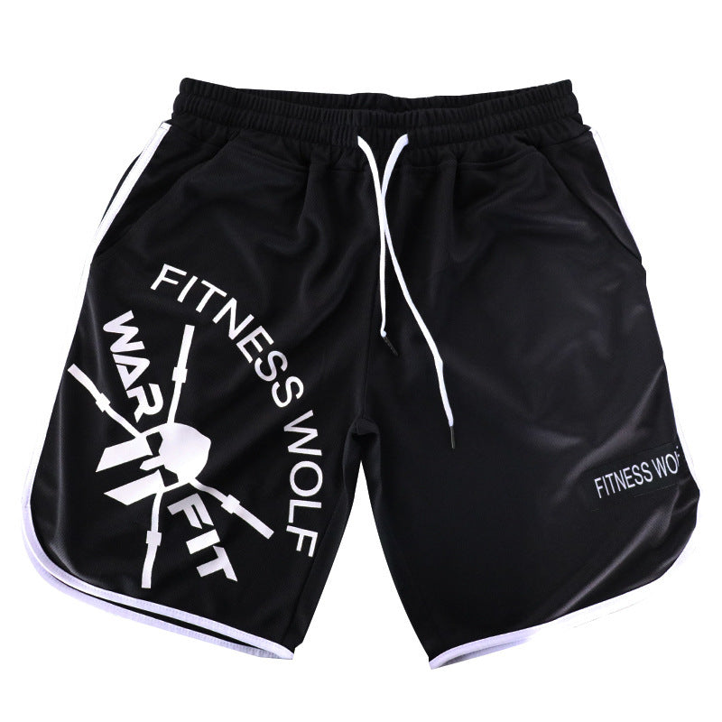 A man wearing black color Fitness Brothers Skull Personality Five-point Shorts a product from mensathletix the best Men athletic shorts Gym shorts Mens running shorts Crossfit shorts Sports shorts sports shorts for men gym shorts