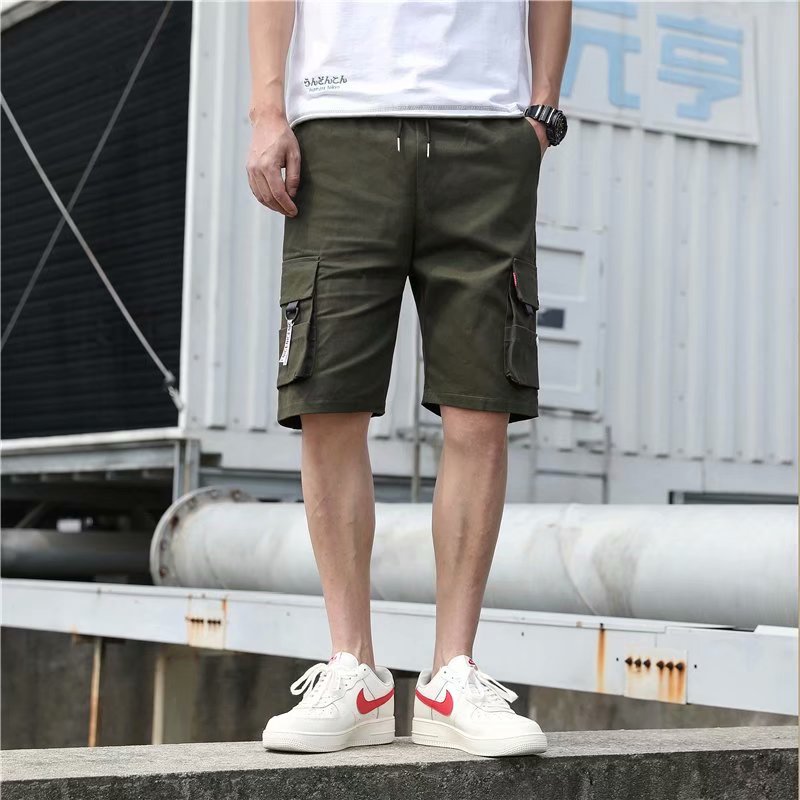 Ins Functional Wind Overalls Loose Straight Five-Point Pants Three-Dimensional Casual Pants