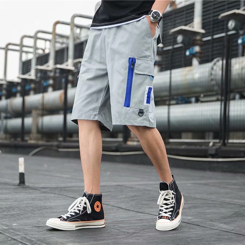 Ins Functional Wind Overalls Loose Straight Five-Point Pants Three-Dimensional Casual Pants