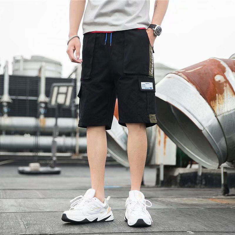 Ins Functional Wind Overalls Loose Straight Five-Point Pants Three-Dimensional Casual Pants