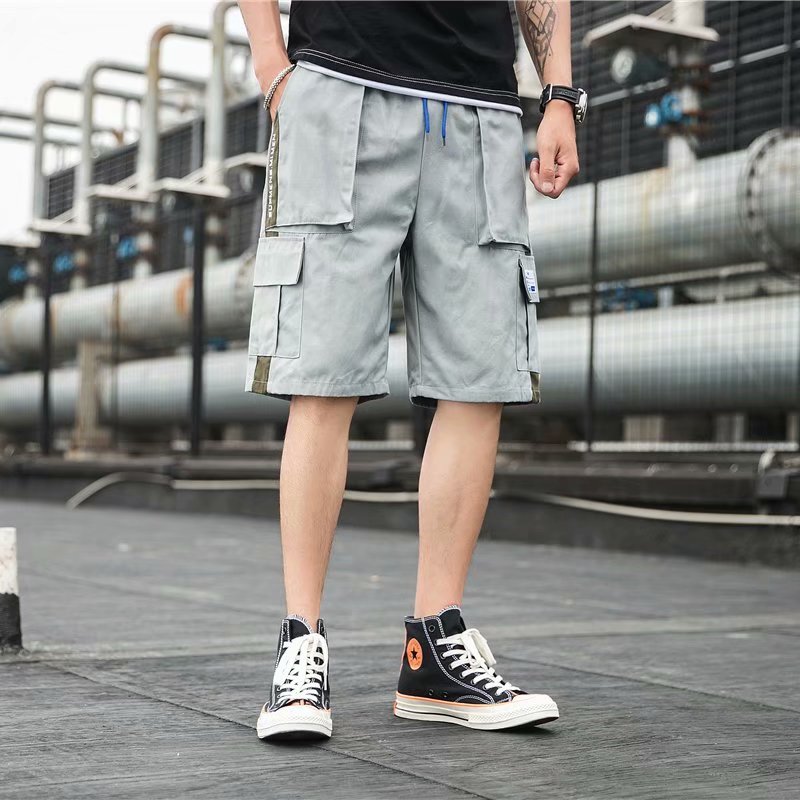 Ins Functional Wind Overalls Loose Straight Five-Point Pants Three-Dimensional Casual Pants