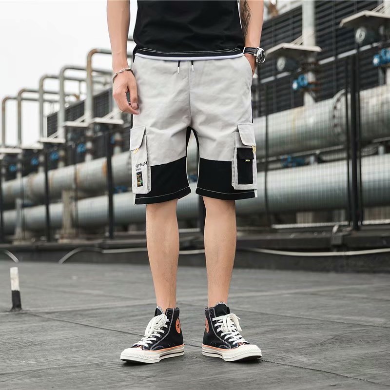 Ins Functional Wind Overalls Loose Straight Five-Point Pants Three-Dimensional Casual Pants