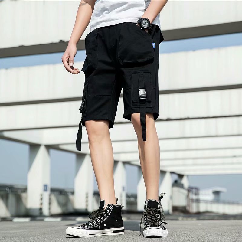 Ins Functional Wind Overalls Loose Straight Five-Point Pants Three-Dimensional Casual Pants