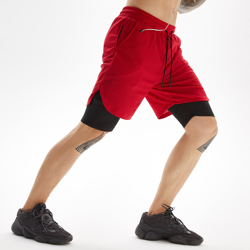 A man wearing red color ATHX CottonFit 5-Point Shorts a product from mensathletix the best Men athletic shorts Gym shorts Mens running shorts Crossfit shorts Sports shorts sports shorts for Men gym shorts