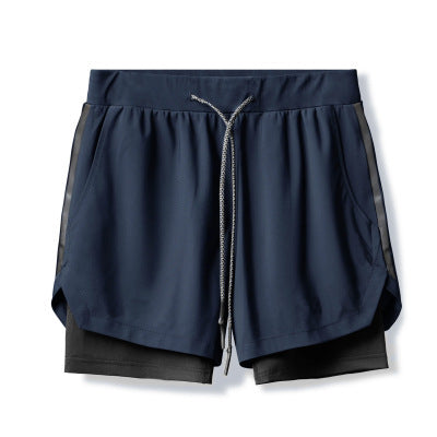 A navy blue color ATHX FashionSport Double-Layer Shorts a product from mensathletix the best Men athletic shorts Gym shorts Mens running shorts Crossfit shorts Sports shorts Vsports shorts for Men gym shorts