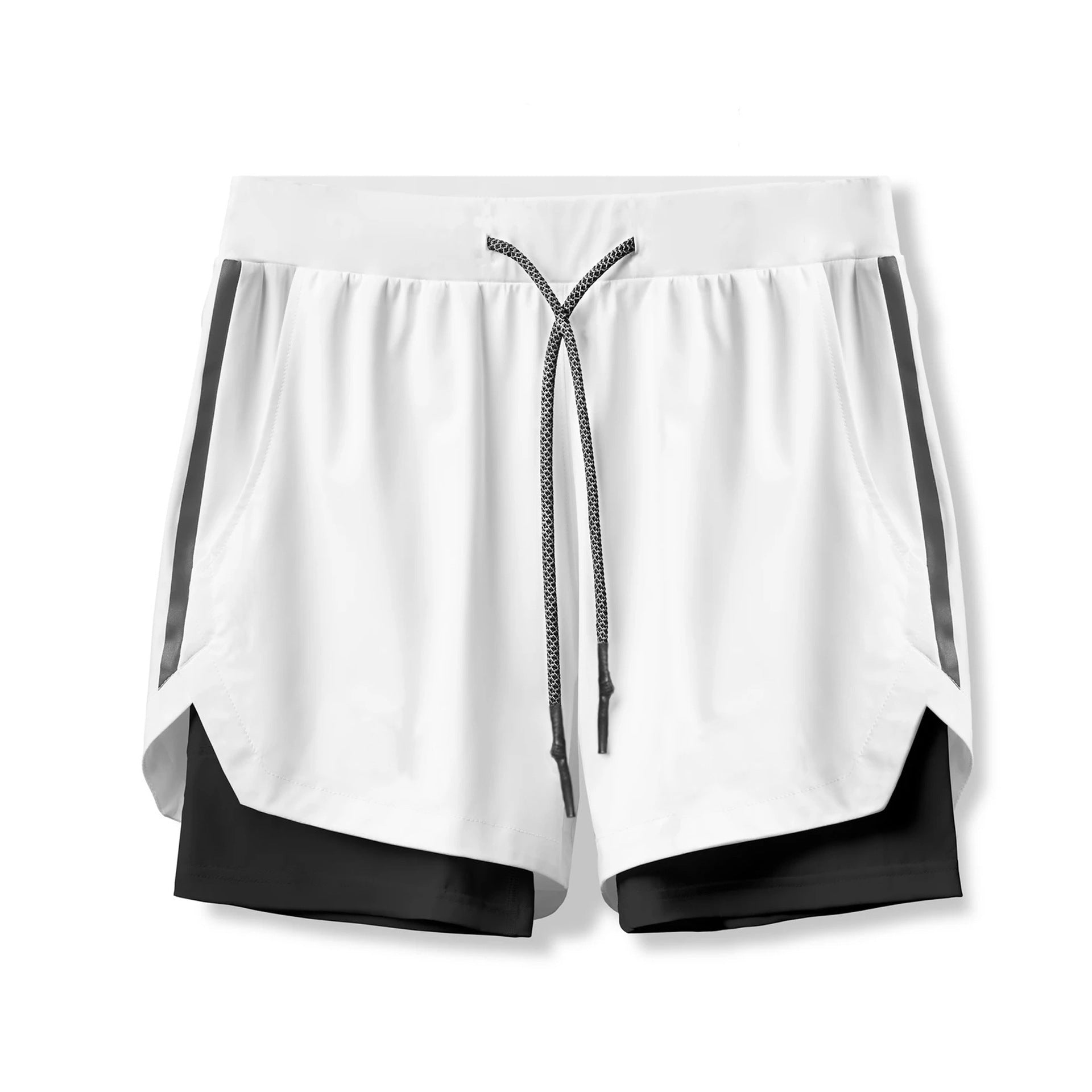 A white color ATHX FashionSport Double-Layer Shorts a product from mensathletix the best Men athletic shorts Gym shorts Mens running shorts Crossfit shorts Sports shorts sports shorts for Men gym shorts