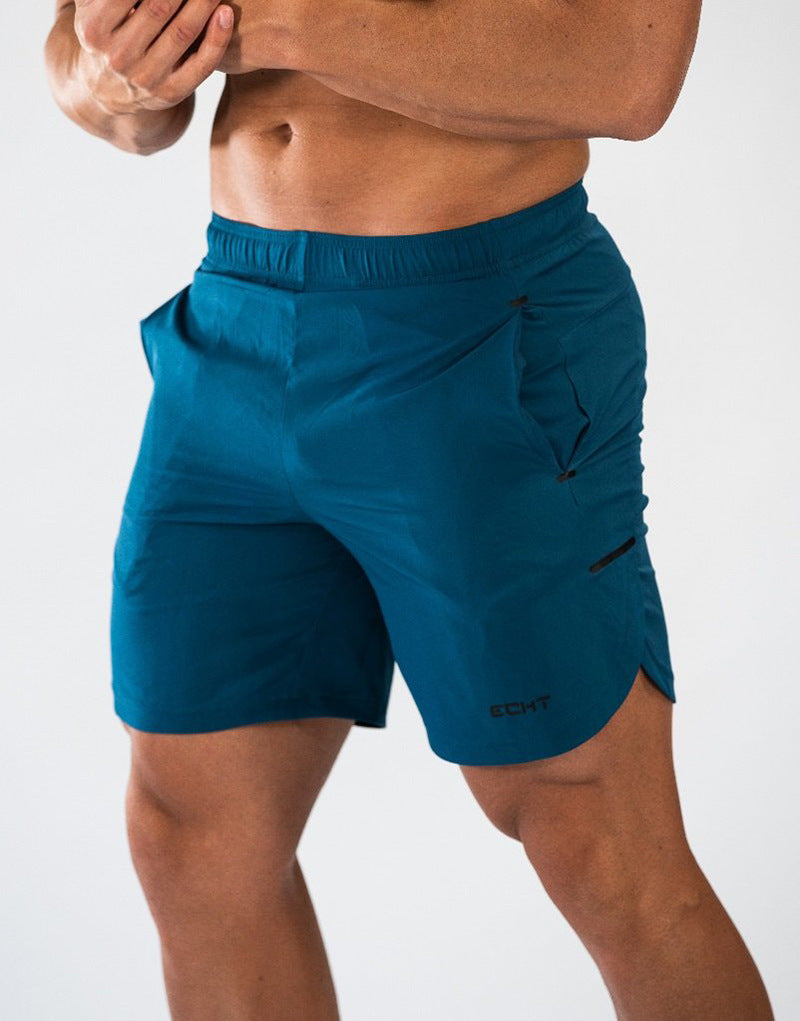 A man wearing navy blue color Casual fashion fitness quick-dry exercise training shorts a product from mensathletix the best Men athletic shorts Gym shorts Mens running shorts Crossfit shorts Sports shorts sports shorts for men gym shorts