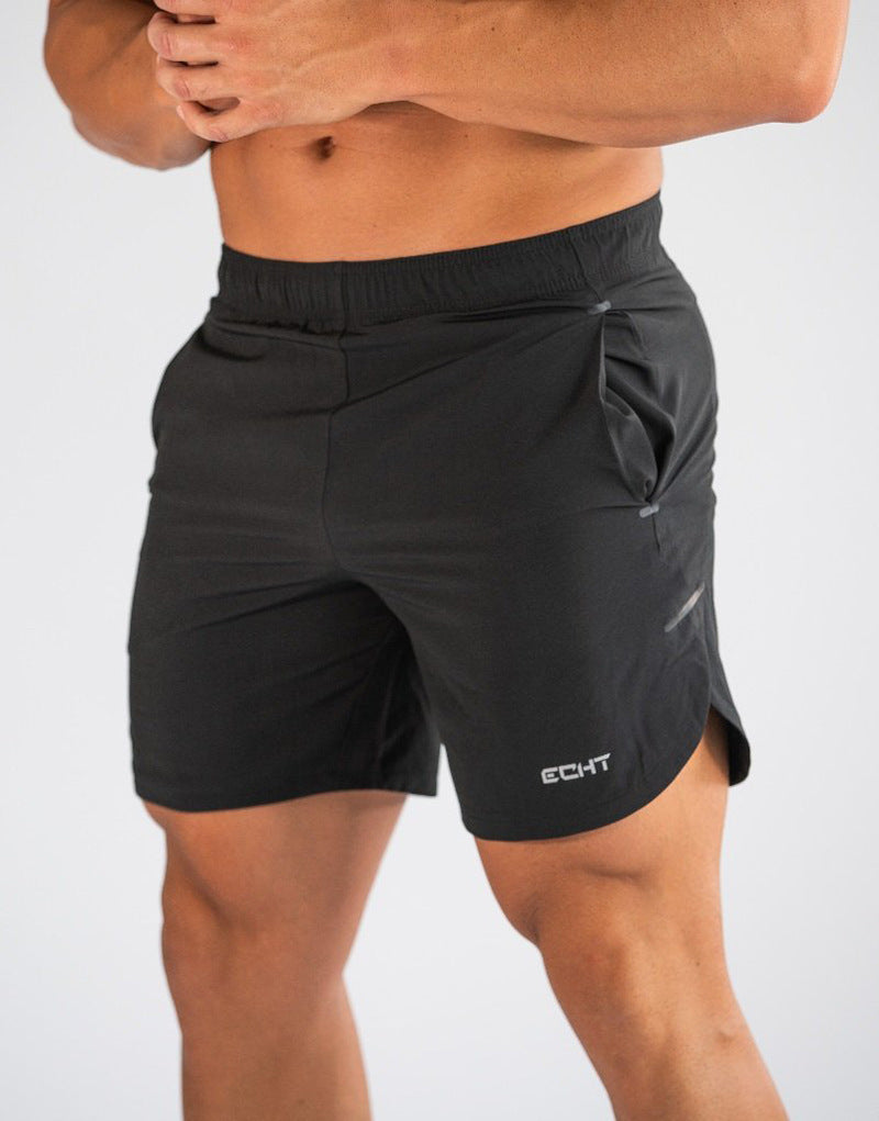 A man wearing black color Casual fashion fitness quick-dry exercise training shorts a product from mensathletix the best Men athletic shorts Gym shorts Mens running shorts Crossfit shorts Sports shorts sports shorts for men gym shorts