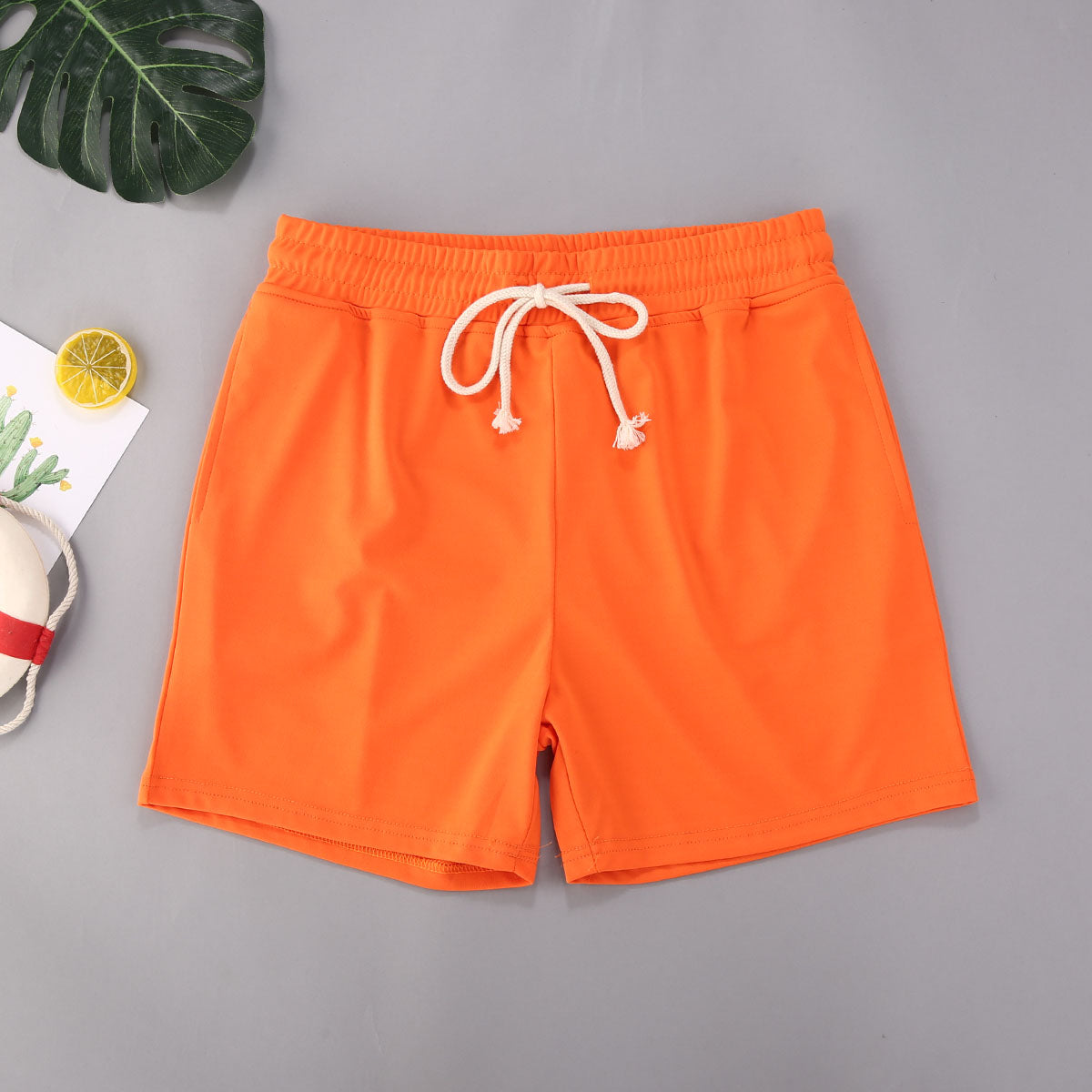 A orange color Beach Style Men's Swimming Shorts Solid Color Shorts Men a product from mensathletix the best Men athletic shorts Gym shorts Mens running shorts Crossfit shorts Sports shortssports shorts for men  gym shorts