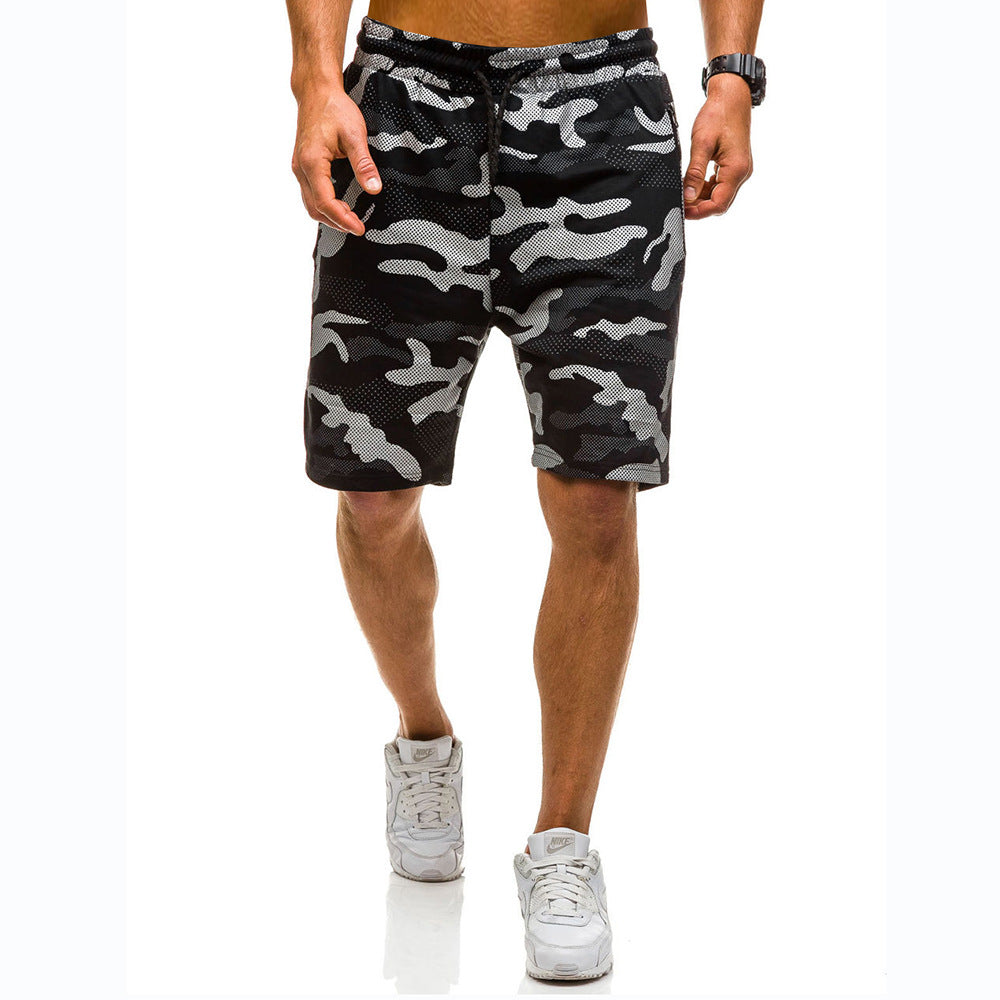 A man wearing camou color Camouflage lace-up shorts five minutes pants a product from mensathletix the best Men athletic shorts Gym shorts Mens running shorts Crossfit shorts Sports shorts sports shorts for men gym shorts