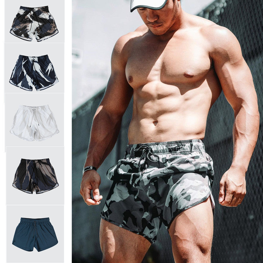 A man wearing camou color ATHX CamoRun Short a product from mensathletix the best Men athletic shorts Gym shorts Mens running shorts Crossfit shorts Sports shorts sports shorts for Men gym shorts