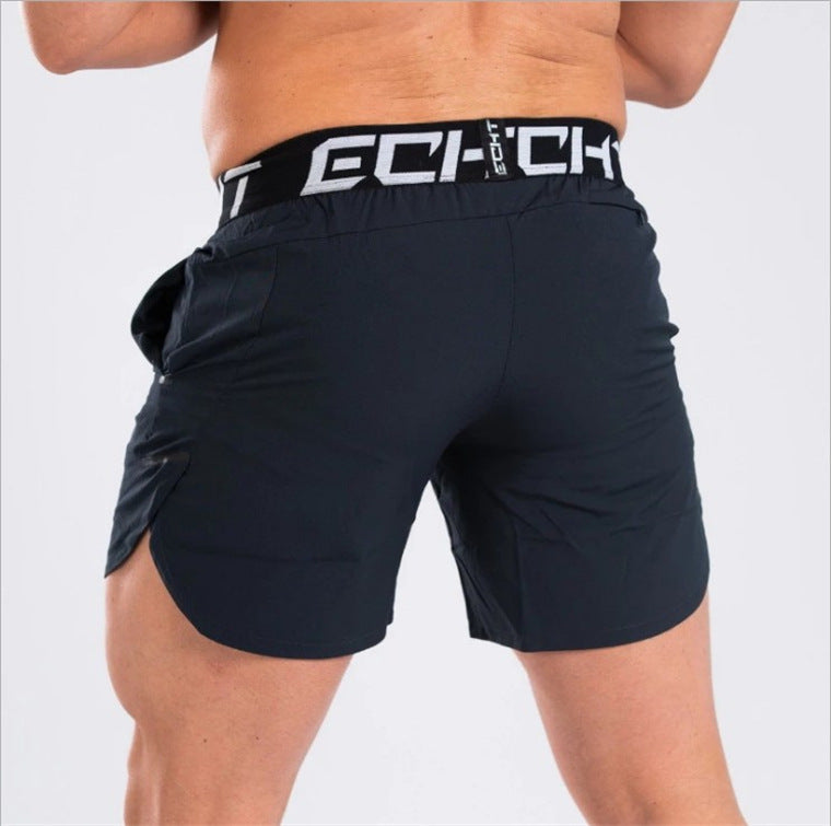 A man wearing black color Crazy Muscle Fitness Men's Quick-Drying Basketball Shorts a product from mensathletix the best Men athletic shorts Gym shorts Mens running shorts Crossfit shorts Sports shorts sports shorts for men  gym shorts