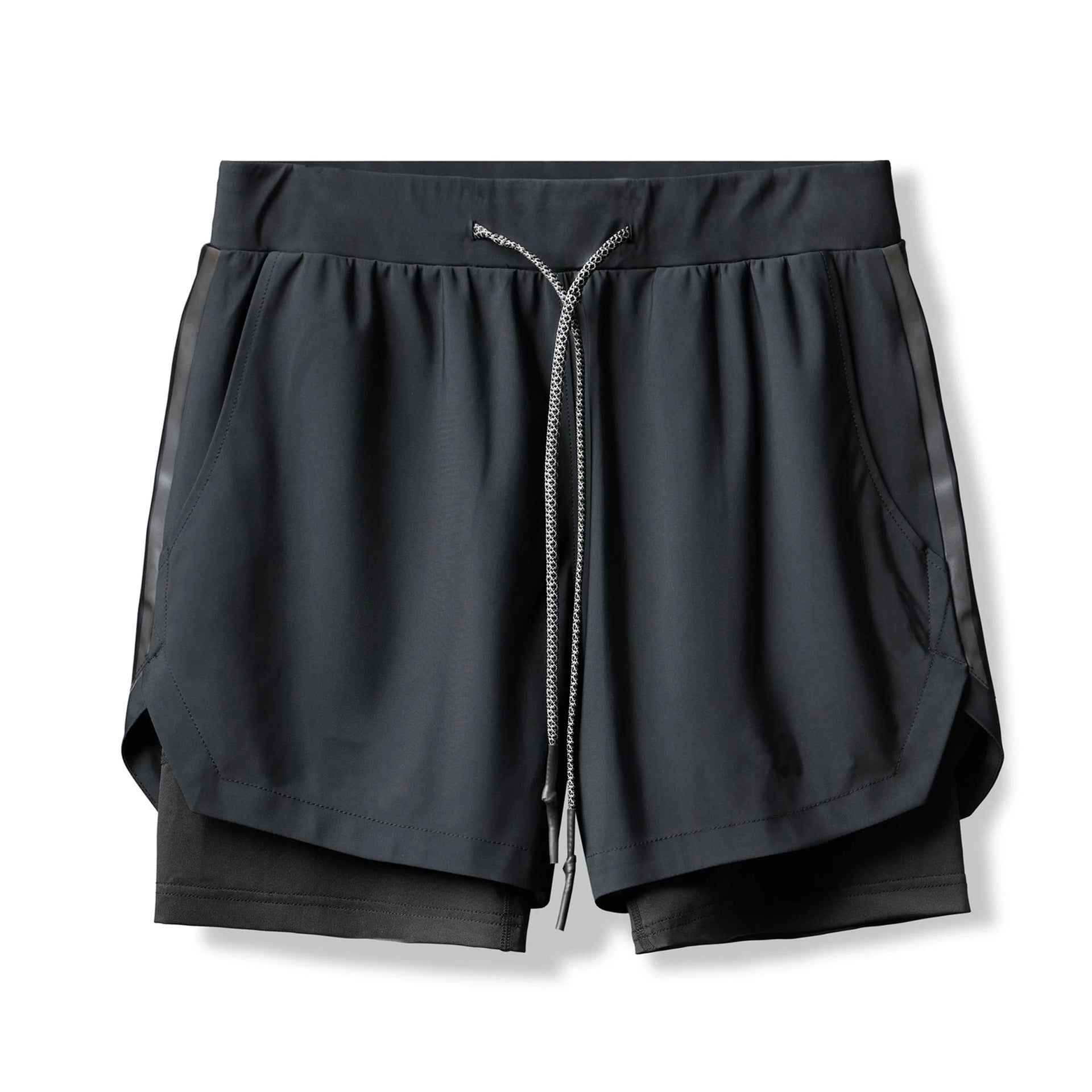 A black color ATHX FashionSport Double-Layer Shorts a product from mensathletix the best Men athletic shorts Gym shorts Mens running shorts Crossfit shorts Sports shorts sports shorts for Men gym shorts